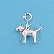 Sterling Silver Pendant - Dog With Clasp - Clear Cubic Zerconia - For Adding On To Bracelet - 13mm Height