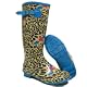 Womens Blue Leopard & Roses Festival Ladies Wellies Wellington Boots