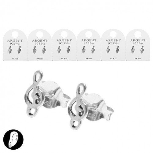 SG PARIS BOUCLES D OREILLES TIGE SET CARTE X2 ARGENT 925 0,3Gr