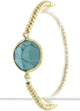 TRENDY FASHION JEWELRY FLATTEN ORB FACETED JEWEL BRACELET BY FASHION DESTINATION | (Turquoise)