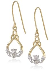 18k Yellow Gold Plated Sterling Silver Diamond-Accent Wire Earrings