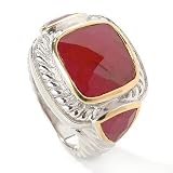 Sterling Silver / Platinum & 18K Vermeil Three-Stone Ruby Ring