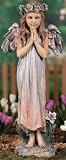 Praying Angel with Rose Halo Religious Outdoor Garden Lawn Statue
