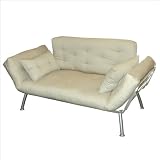 Elite Products Mali Convertible Twin Futon with Silver Metal Frame