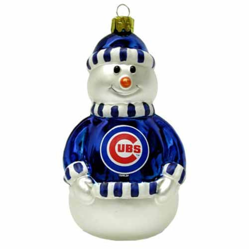 MLB Chicago Cubs Blown Glass Snowman Ornament