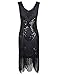 PrettyGuide Women's 1920s Gatsby Art Deco Beads Fringed Cocktail Flapper Dress S Black