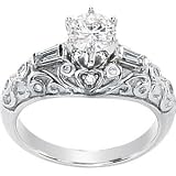 Classy! High Fashion! Women's 14k White-gold 1CT Round Moissanite & Diamond Engagement Ring