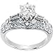 Classy! High Fashion! Women's 14k White-gold 1CT Round Moissanite & Diamond Engagement Ring