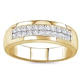 18k Yellow Gold Two-Row Princess-Cut Men's Diamond Band (H/SI2, 2/3 ct. tw.)