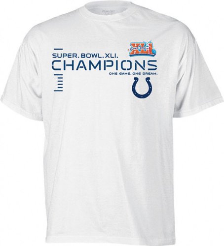 Buy Indianapolis Colts Super Bowl XLI Champions Hash Marks Embroidered T-Shirt