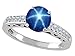 1.31 cttw 14k White Gold Created Star Sapphire and Diamond Solitaire Engagement Ring - 14kt White Gold