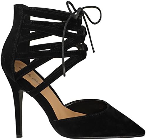 Fashion Thirsty Womens Lace Up High Heels Stilettos Pointed Closed Toe Court Pumps Shoes Size 7