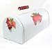 Chic Shabby Bread Box ~ White Retro Enamel w/Red Trim Embellished with Decoupage Old Vintage Roses ~