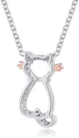 Sylvie® Fine Jewelry Sterling Silver Animal Style Pendant Necklace, 18 inches Valentine Day Gift (Cat style 2)