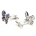 Utoy Covink Blue Butterfly Cufflinks Lover's Business Casual French Cuff Shirt Sleeve in Enamel with Gift Box