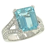 Aquamarine (6.43ct) & Pave Diamond (1.17ct) Ring