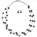 Gem Stone King 18inches Blue 3-String Cultured Freshwater Pearl Necklace Earrings Set