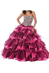 Strapless Organza/Satin  Natural   Waistline  Lace-Up   Ball Gown Quinceanera Dress  With Rhinestones and Ruffles