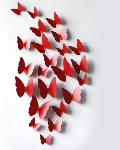 3D 12pcs Butterfly Love Wall Stickers Mural Decal Stickers Art House Decoration