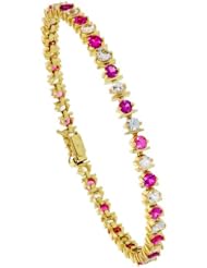 10k Gold 6.00 Carat size 7 in. Tennis Bracelet w/ 3mm Brilliant Cut Pink & White Sapphire Stones, 3/16 in. (4.5mm) wide