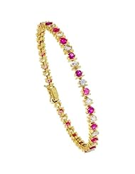 10k Gold 6.00 Carat size 7 in. Tennis Bracelet w/ 3mm Brilliant Cut Pink & White Sapphire Stones, 3/16 in. (4.5mm) wide