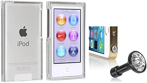 Everydaysource® Compatible with Apple® iPod nano® 7th Generation Clear Slim Snap-on Case + Clear Diamond 3.5mm Headset Dust Cap