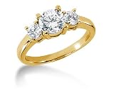 0.40CTW Classic Round Three Stone Ring in 14k Yellow Gold