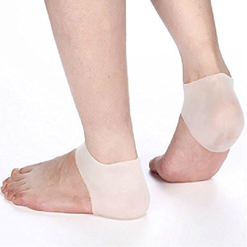 1Pair Heel Unisex White Silicone Gel Heel Soft Socks Dry Hard Cracked Skin Moisturising Protector Insoles Foot Feet Care