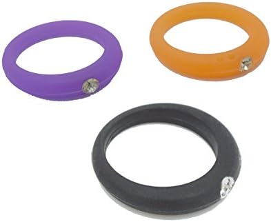 Nicedec 3-pack Premium Silicone Wedding Ring with Rhinestone, Safe, Durable and Flexible Women's Wedding Band Ring for Those with an Active Lifestyle, During Work, Water Activities, Sports, Military Duties, Staying Home or Trekking (Black, Orange and Purple)