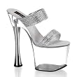 Pleaser Shoes Women��s CHARM-702-2, 7" Chromed Cone Heel Two-Band Platform Slide W/Rhinestone