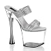 Pleaser Shoes Women��s CHARM-702-2, 7" Chromed Cone Heel Two-Band Platform Slide W/Rhinestone