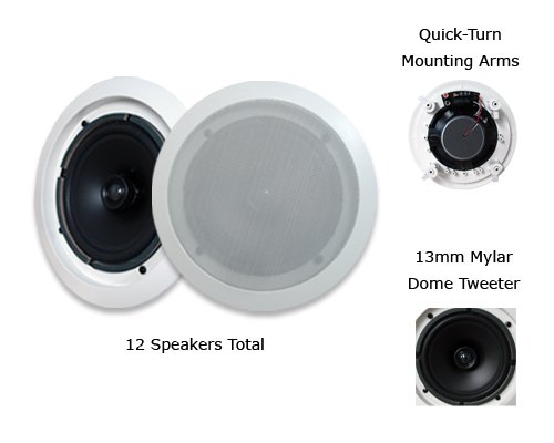 Visonik VR652-12PKG (12) 150 Watt 6.5 In-Wall/Ceiling Home Speakers