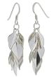 Earrings, 'Silver Leaves' 0.4" W 1.8" L