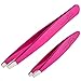 TweezerGirl Tweezers, Precision Angled Tip - Pack of Two - Professional Stainless Steel Tweezers - Tweezers for Eyebrows - Includes Bonus Spoolie and Brush for Professional Eyebrow Shaping,