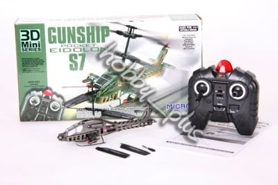 Mini Micro Gunship S7 Pocket Eidolon Indoor R/C Remote Control Apache AH-64 Army 3D Helicopter - 3 Channel Controller ---NEW! Mini Micro Gunship S7 Pocket Eidolon Indoor R/C Remote Control Apache AH-64 Army 3D Helicopter - 3 Channel Controller ---NEW!
