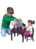 Guidecraft Doll Table and Chair Set - Natural Design: Espresso