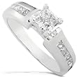 1.00 Carat Princess Diamond Engagement Ring in 14k White Gold