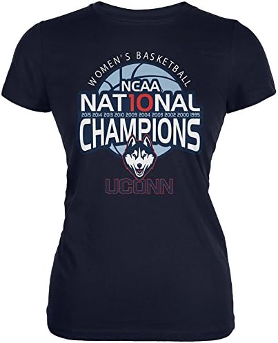 Uconn Huskies 2015 NCAA Script 10 Champions - Navy Juniors Soft T-Shirt - Large