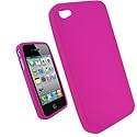 igadgitz Silikon Hülle Etui Case Schutzhülle Tasche in Pink Rosa für Apple iPhone 4 HD 16gb & 32gb + Display Schutzfolie
