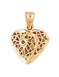 Dazzlers Solid 14k Gold 3D Filigree Heart Charm Pendant Available in three colors from jewelsberry (weights: 1.4 grams only)
