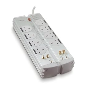 Belkin AV Isolator Home Cinema Surge Protector, 8 Sockets, 3m Cable