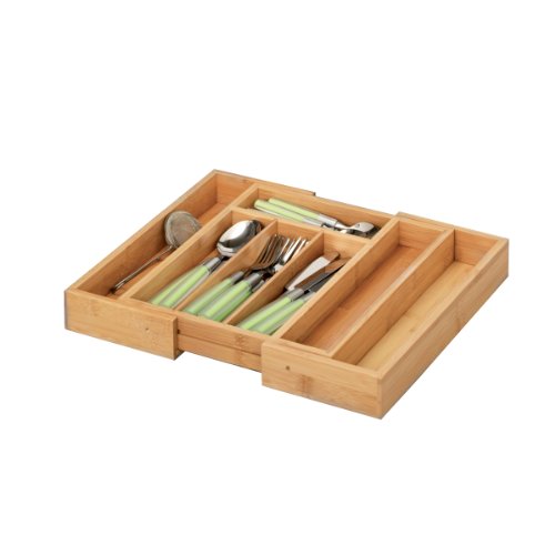 Zeller 25322 Besteckkasten, ausziehbar, Bamboo / 28.5-40 x 33.5 x 5