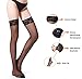 HONENNA Women's 3 Pairs Sheer Thigh High Stockings With Silicone Lace Top (Large, Black)