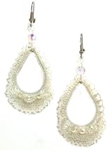 Just Give Me Jewels Handcrafted Argola White Beaded Dangle Earrings