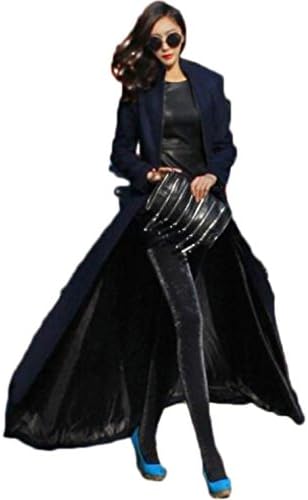 JuimRi Women's Zipper Up Blend Wool Floor-Length Long Trench Winter Coat