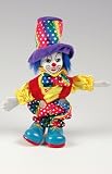 Clown Figurine - Rainbow Colored, Hand-Painted, Posable, Porcelain, 7 Height