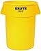 Rubbermaid Commercial Products BRUTE Heavy-Duty Round Trash/Garbage Can, 20-Gallon, Yellow, Outdoor Waste Container for Landscapers/Construction/Restaurants/Back of House/Offices/Warehouses