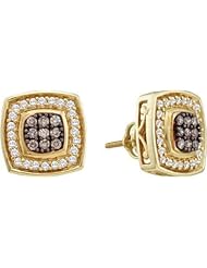 14KT Yellow Gold 0.50 CTW COGNAC Diamond Ladies Fashion Earrings