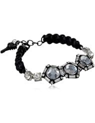 Betsey Johnson "Iconic Jet Setters" Gem Macrame Friendship Bracelet, 8"