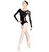 Adult Long Sleeve Leotard with Lace Sleeve and Insert,N8650BLKS,Black,Small